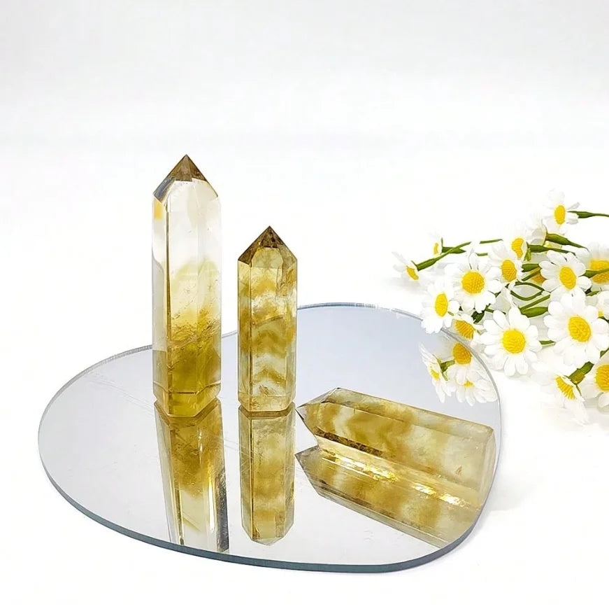 Natural Citrine Crystal Point Wand For Chakra Balancing And Energy Healing