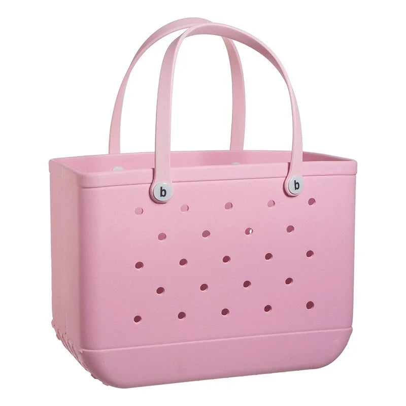 XL Waterproof Beach Bag for Women EVA Rubber Tote Storage Basket Travel Handbag