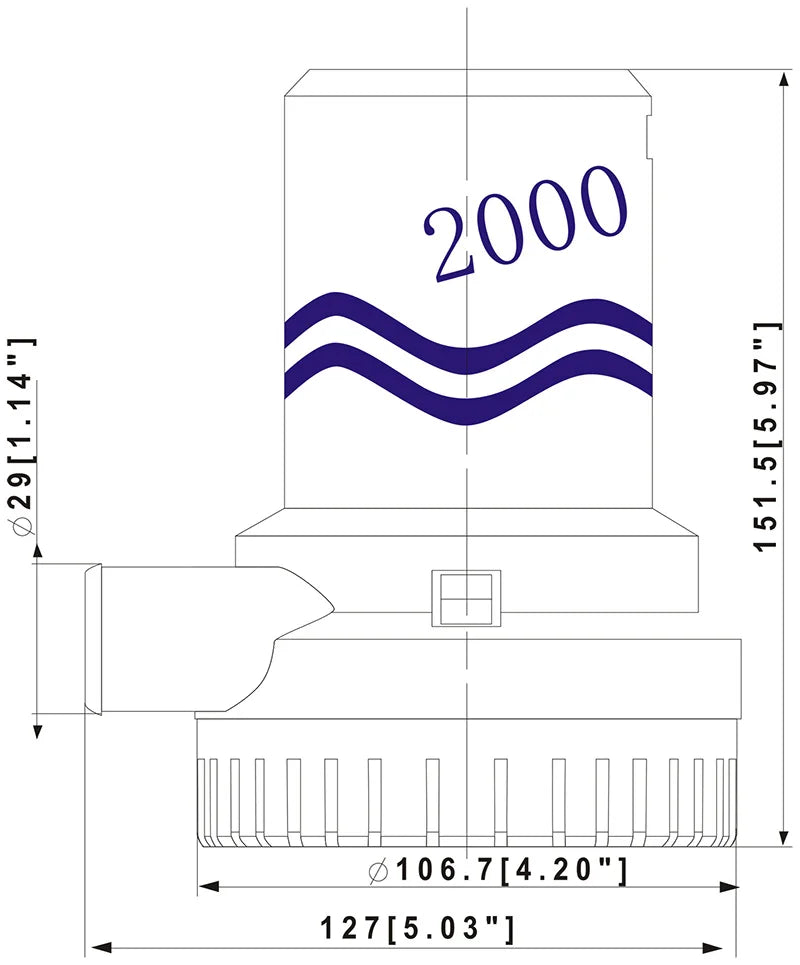 Non Automatic 2000 GPH Submersible Bilge Pump 12V Heavy Duty for Boats