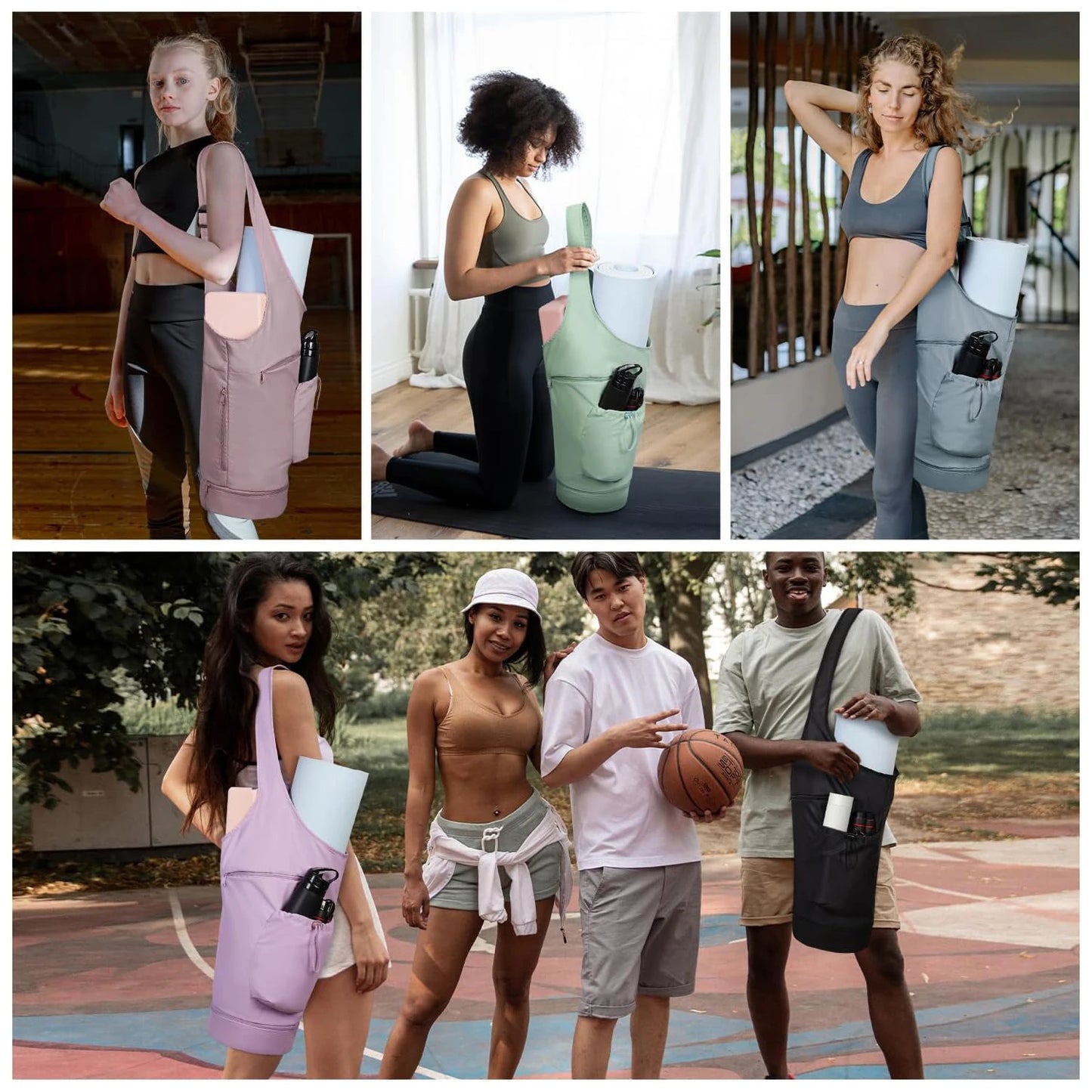 Large Yoga Mat Bag with Waterproof Pocket and Adjustable Shoulder Strap