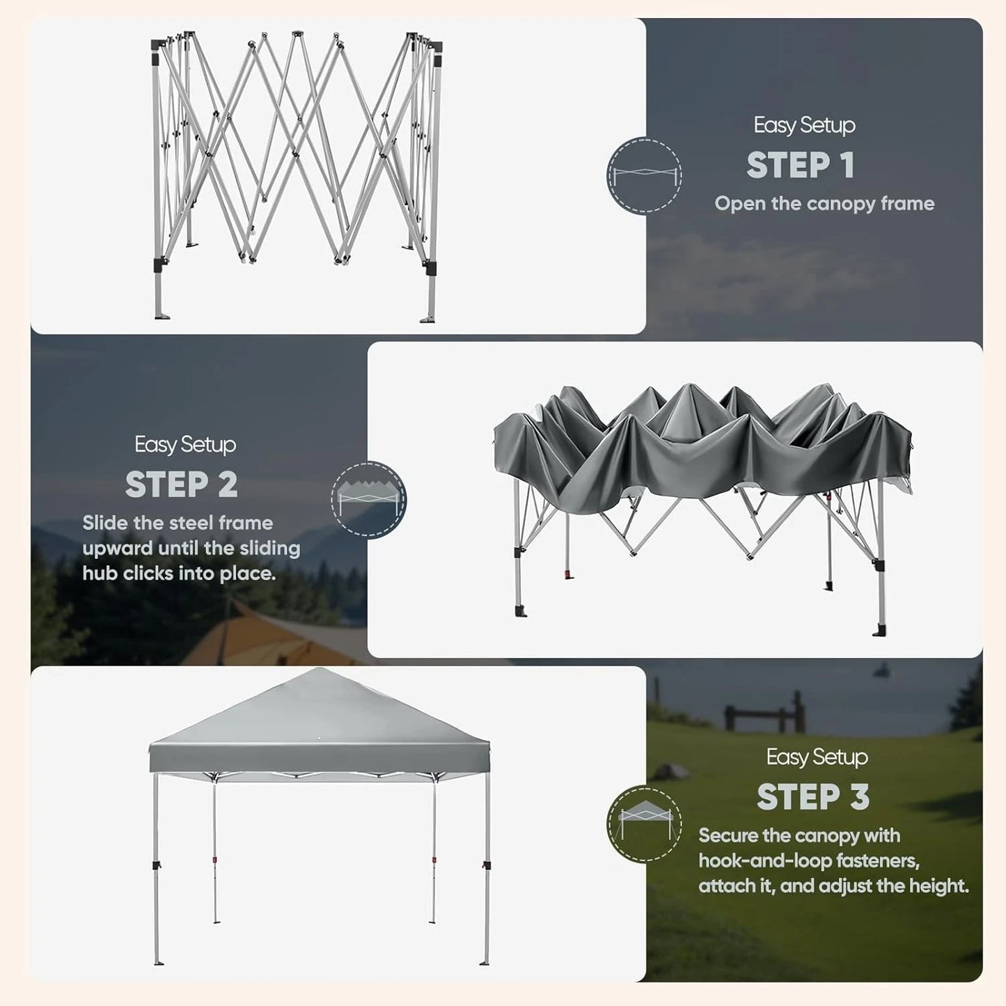 10x10 Pop Up Canopy Tent Instant Gazebo Portable Outdoor Shelter Easy Setup Gray