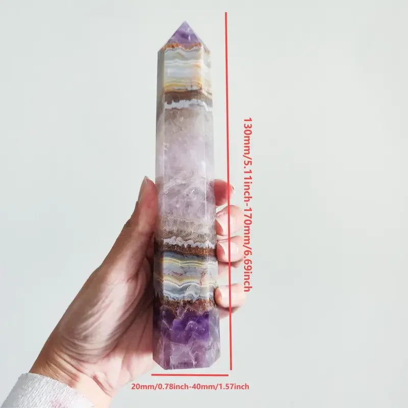 Rare Amethyst Lace Agate Crystal Tower Reiki Healing Gift