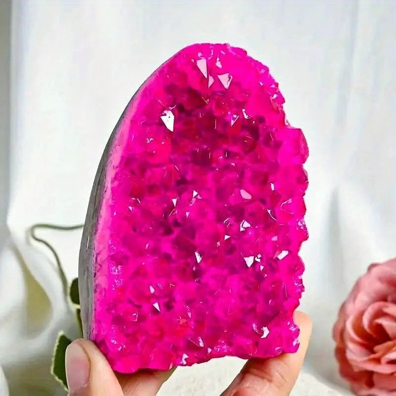 Rose Red Pink Geode Quartz Crystal For Healing And Home Decor 300 To 400g