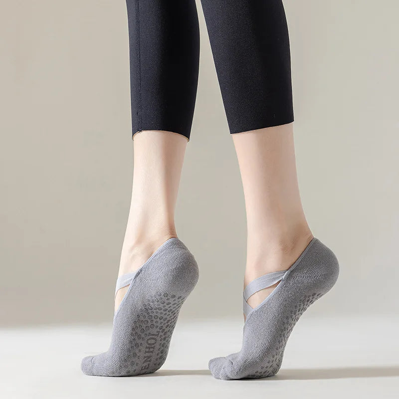 Women Yoga Socks Non Slip Silicone Grip Pilates Barre Sock Cotton