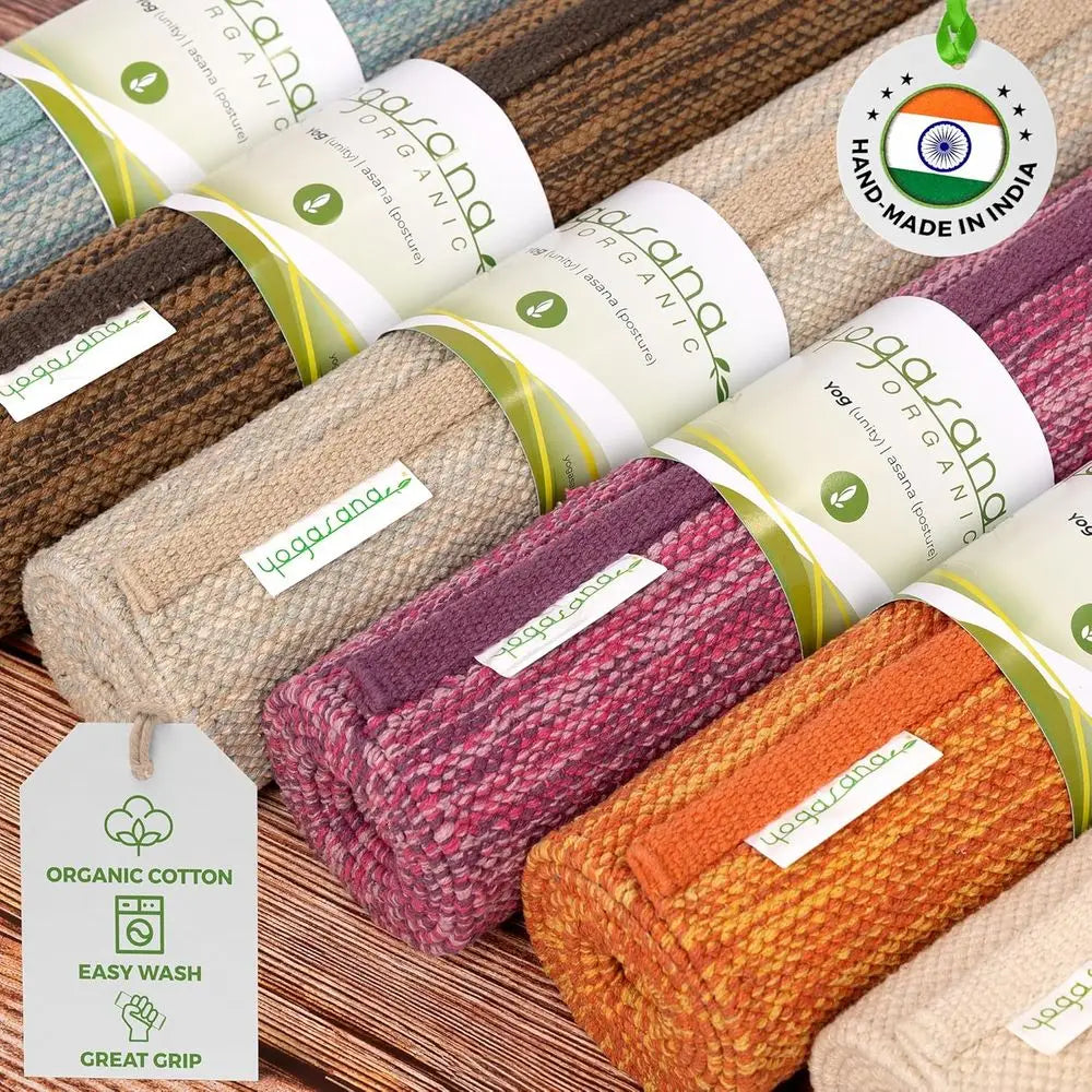 Cotton Yoga Mat Non Slip Hand Woven Foldable Extra Thick For Travel Comfort