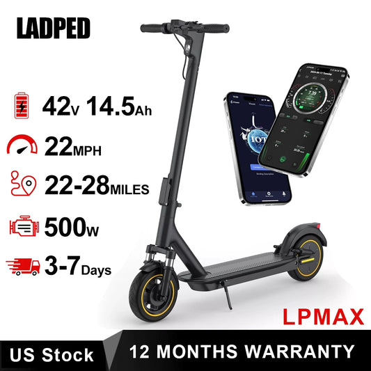 LADPED 350W Foldable Electric Scooter With APP Control 19 MPH Range 16 Miles