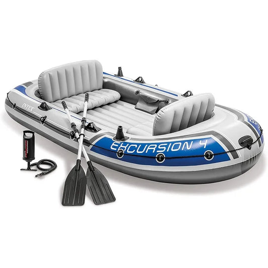 Intex Excursion Inflatable Boat with Oars and Pump Super Tough PVC Construction