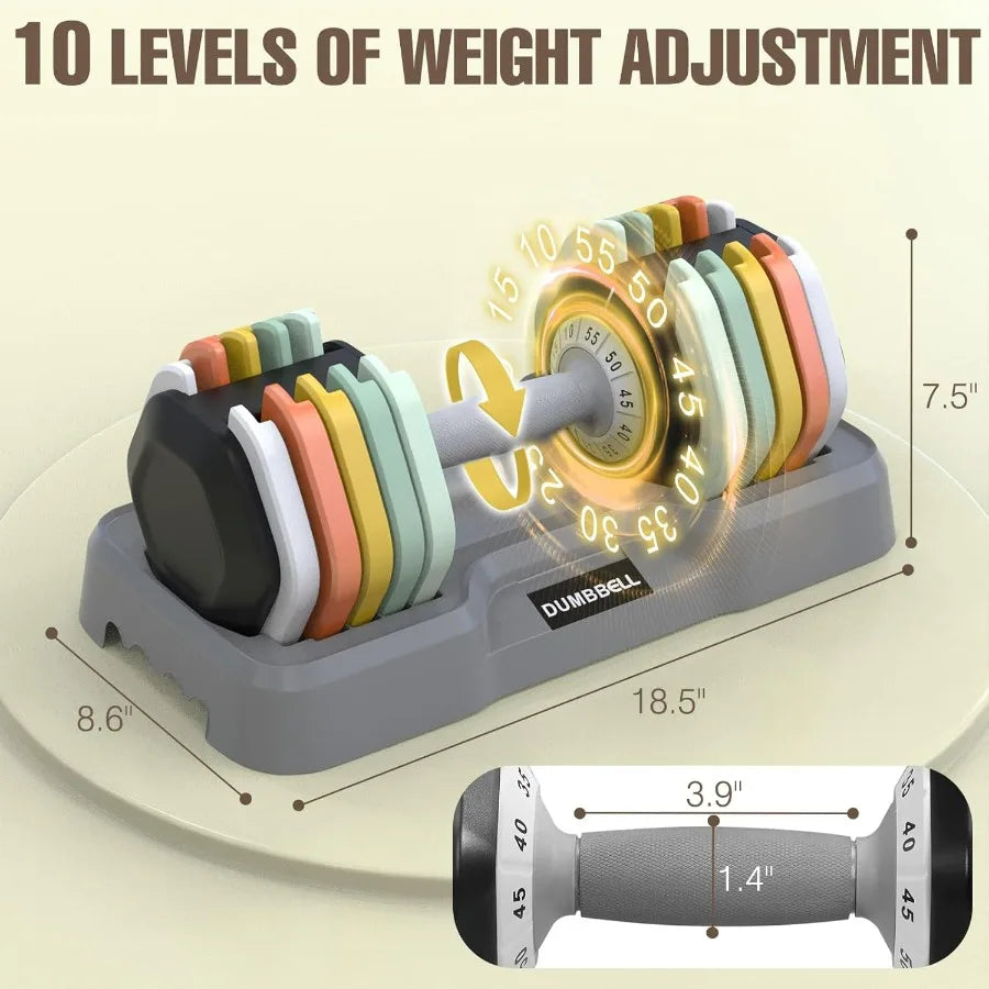 55 Lb Adjustable Dumbbell Set 10 in 1 Design for Home Gym Strength Training