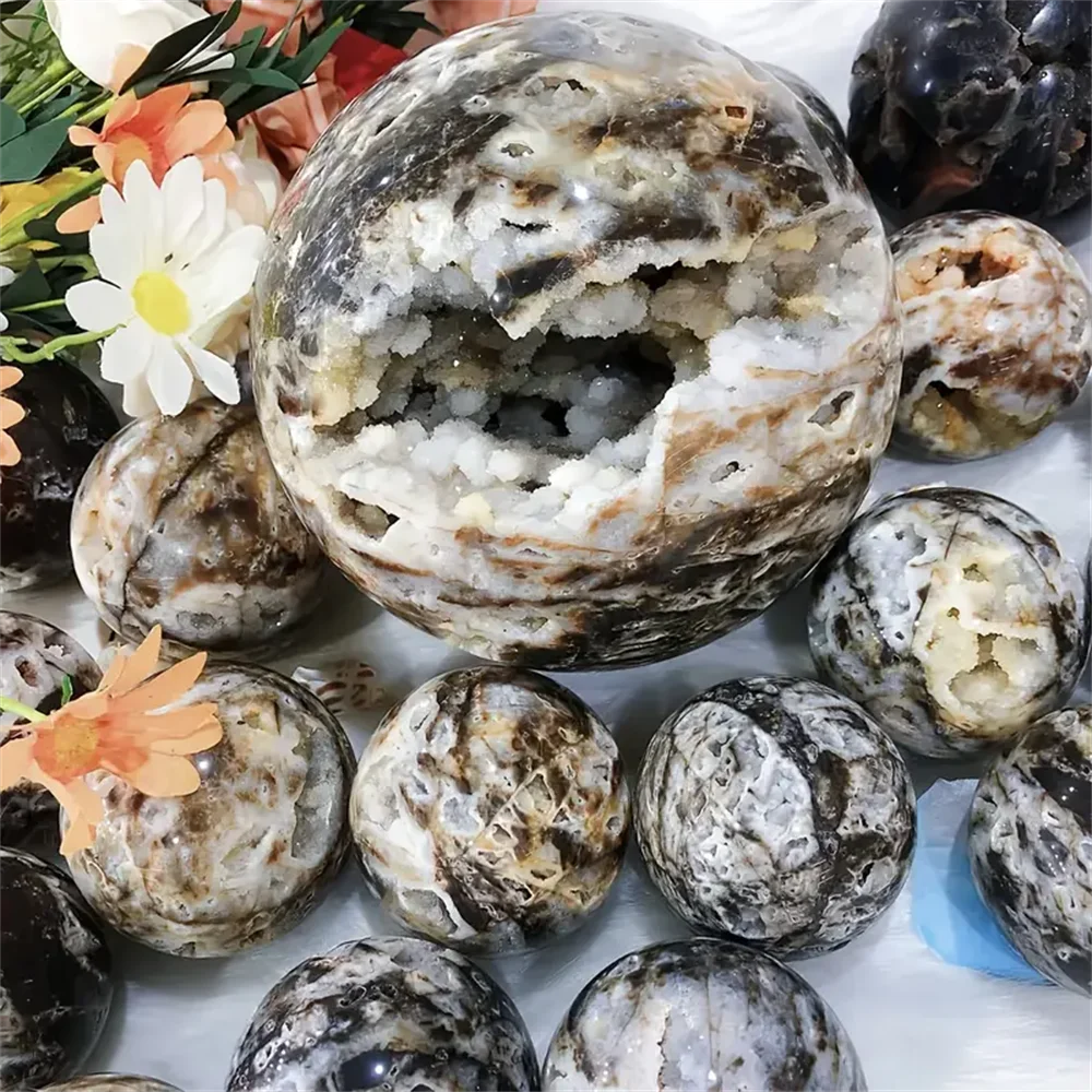 Rare Calcite Crystal Cave Ball Bohemian Home Office Decor