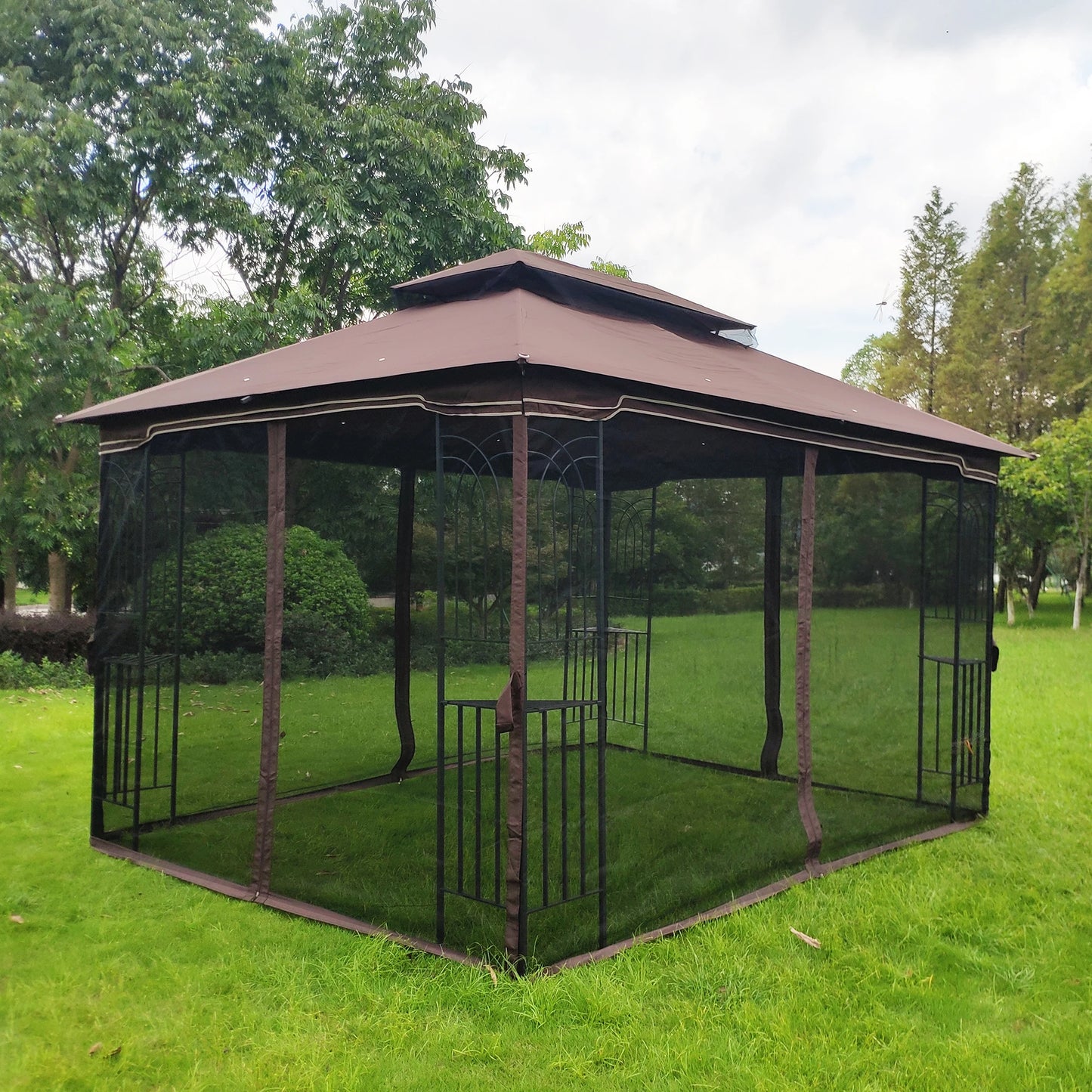 13x10 Outdoor Patio Gazebo Canopy Tent With Ventilated Roof And Mosquito Net