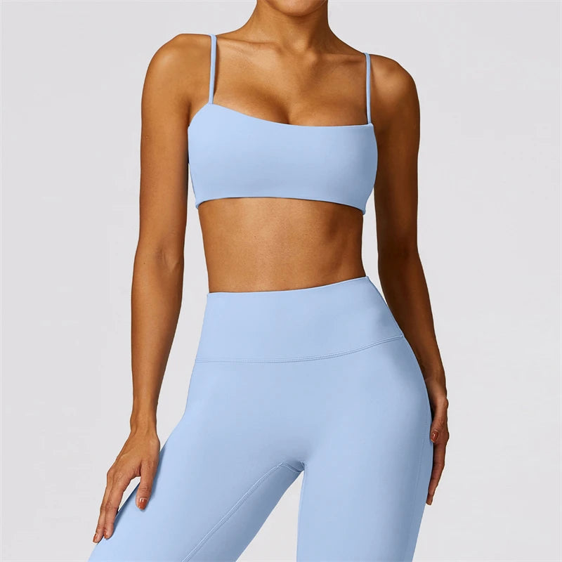 Naked Feel Yoga Set Women High Waist Leggings And Gym Bra 2 Piece Sportswear