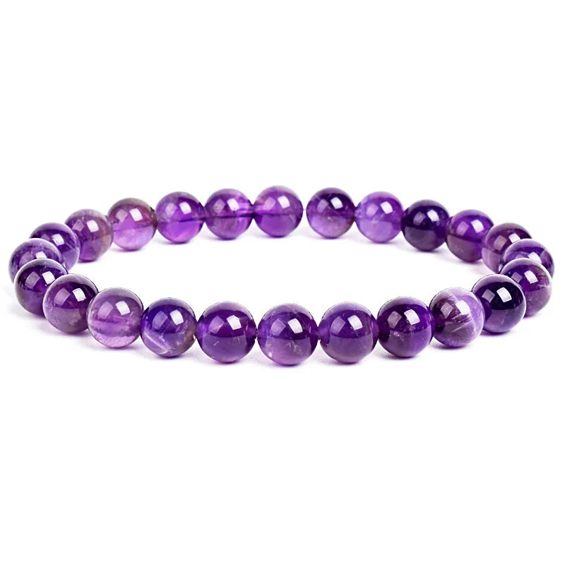 Natural Stone Beads Bracelet Women Men Amethyst Aquamarine