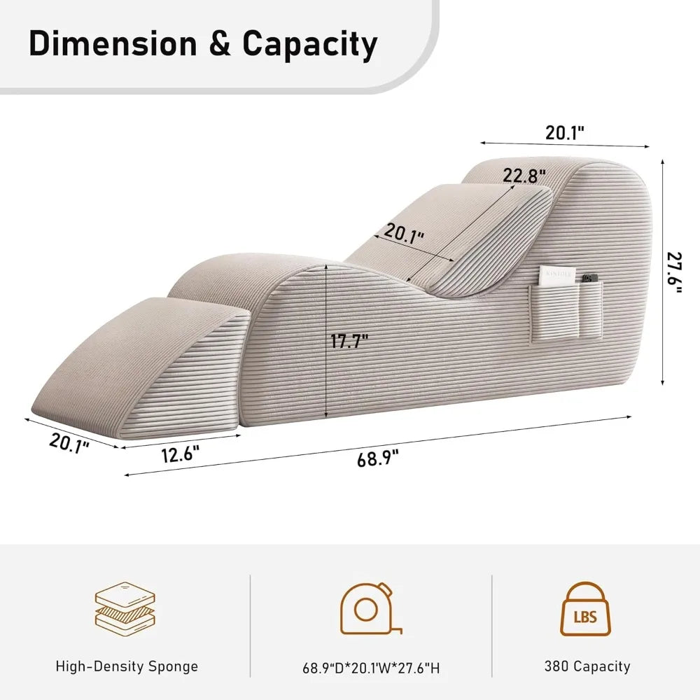 Ergonomic Yoga Chair with Lumbar Pillow and Ottoman for Home Relaxation