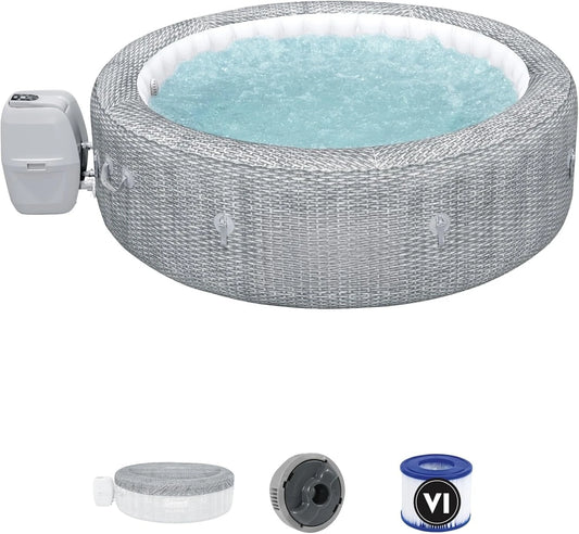 SaluSpa Sicily 7 Person Inflatable Hot Tub with 180 AirJets and Cover Gray