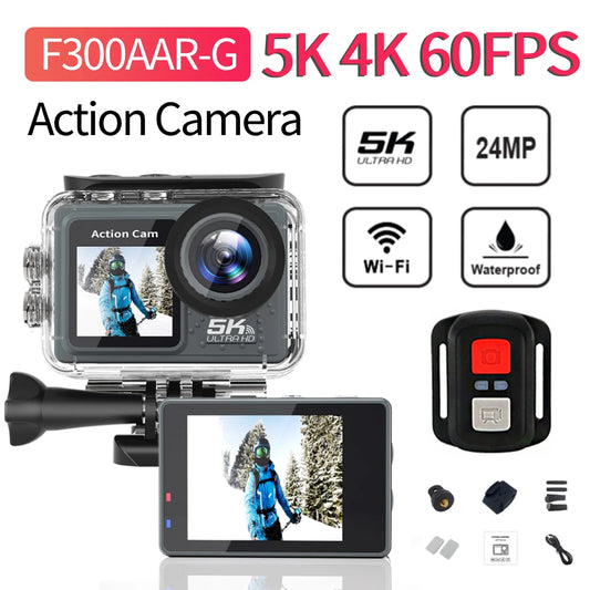 Shunmaii 5K 4K 60FPS Action Camera Anti Shake With WiFi Dual Screen Remote