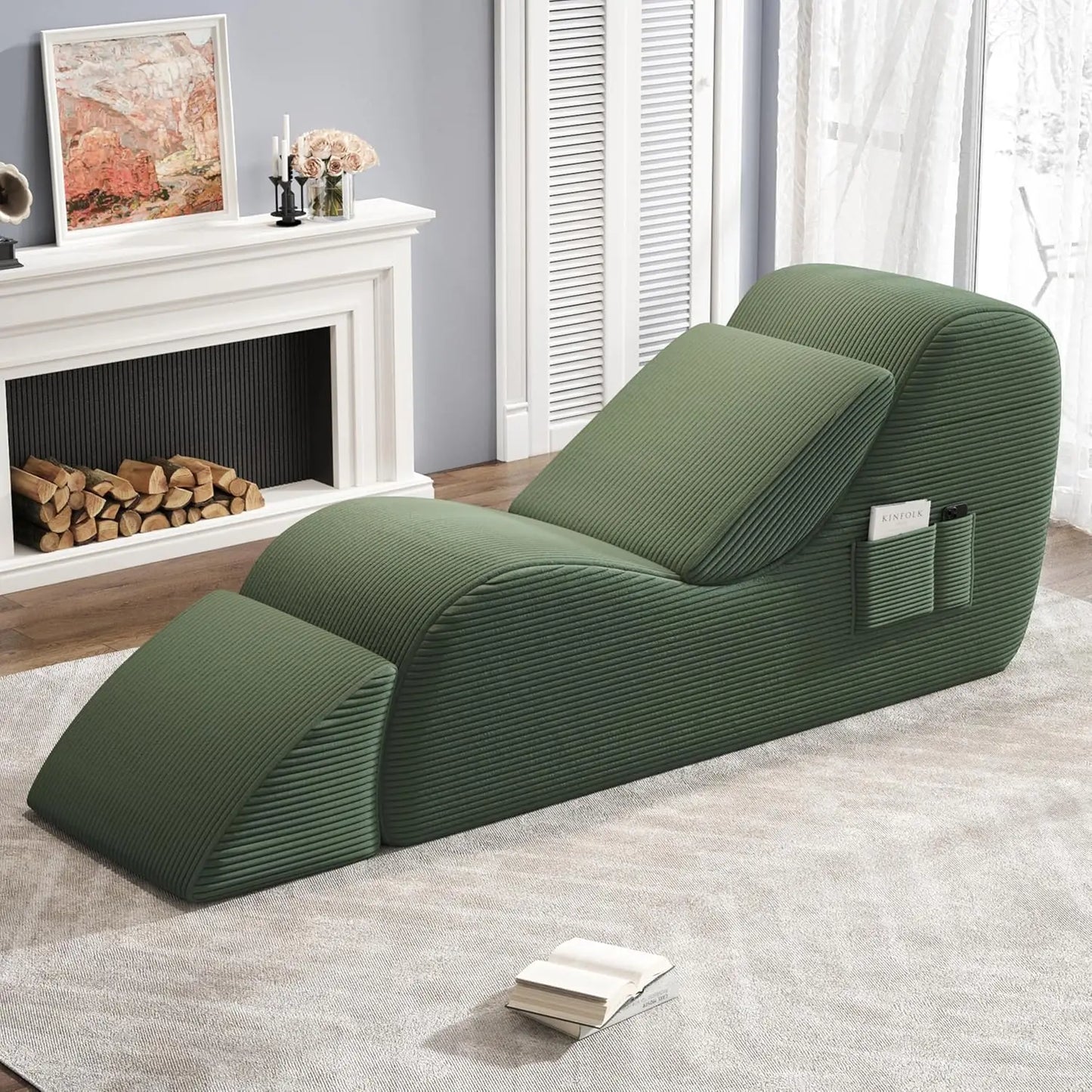 Ergonomic Yoga Chair with Lumbar Pillow and Ottoman for Home Relaxation