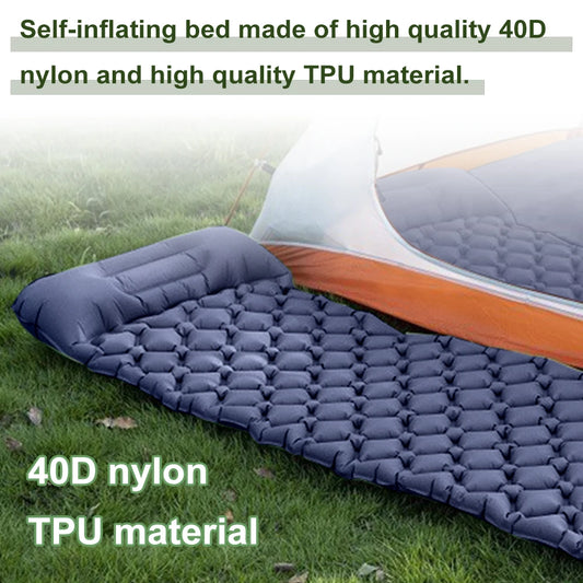 Ultralight Air Mattress Built-in Foot Press Pump Outdoor Camping Inflatable Mattress Travel Bed Air Mattress for Hiking Outdoor