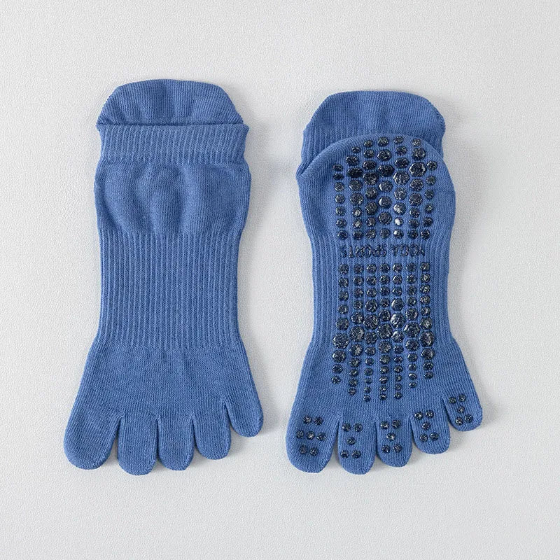 Women Full Toe Yoga Socks Non Slip Silicone Grip Pilates Five Toe Socks