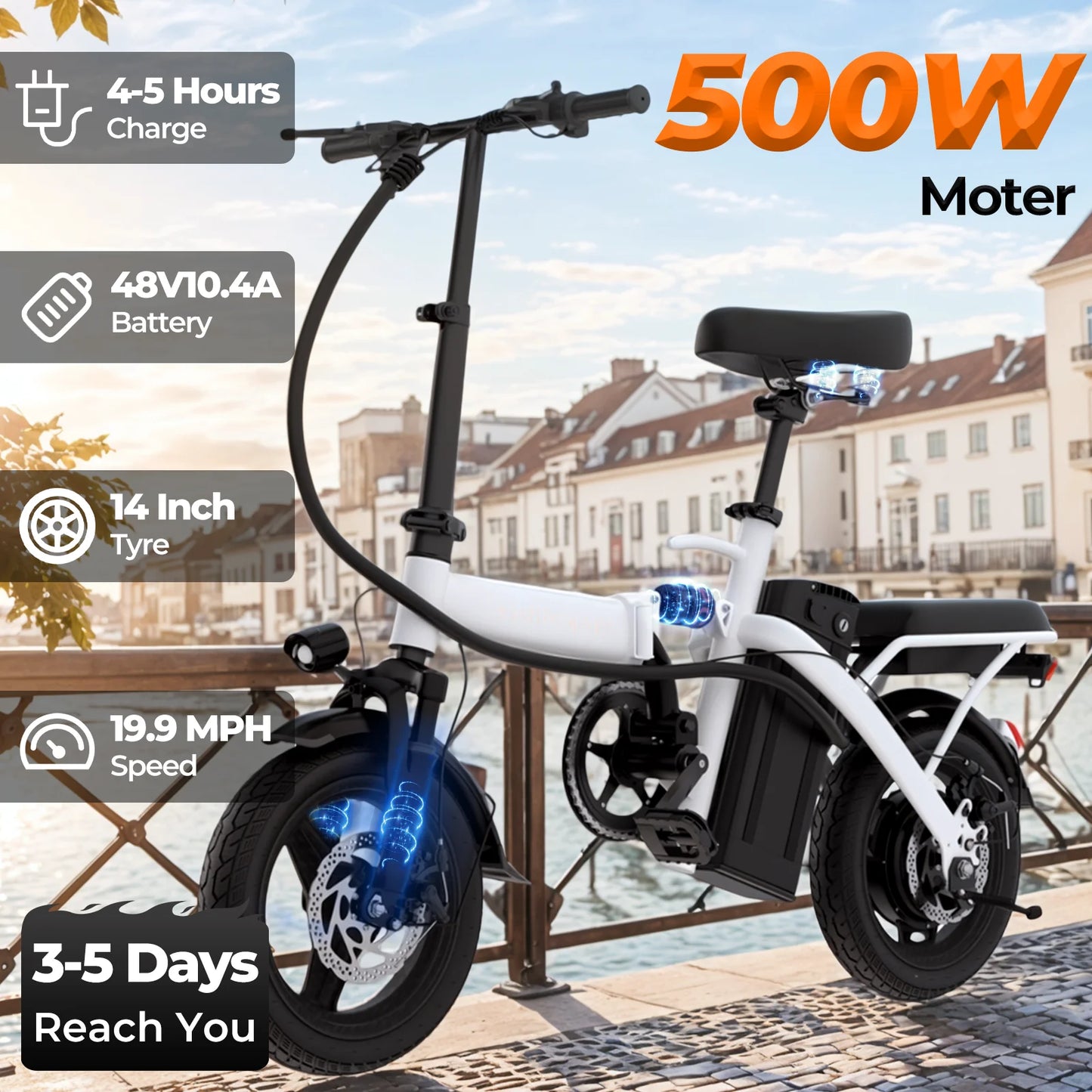 Foldable Electric Bike 500W For Adults Removable Battery