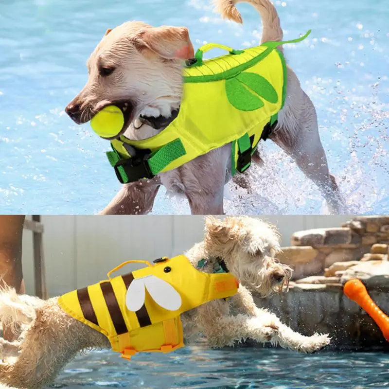 Dog Life Vest Adjustable Handle Waterproof Ripstop Quick Release For Boating
