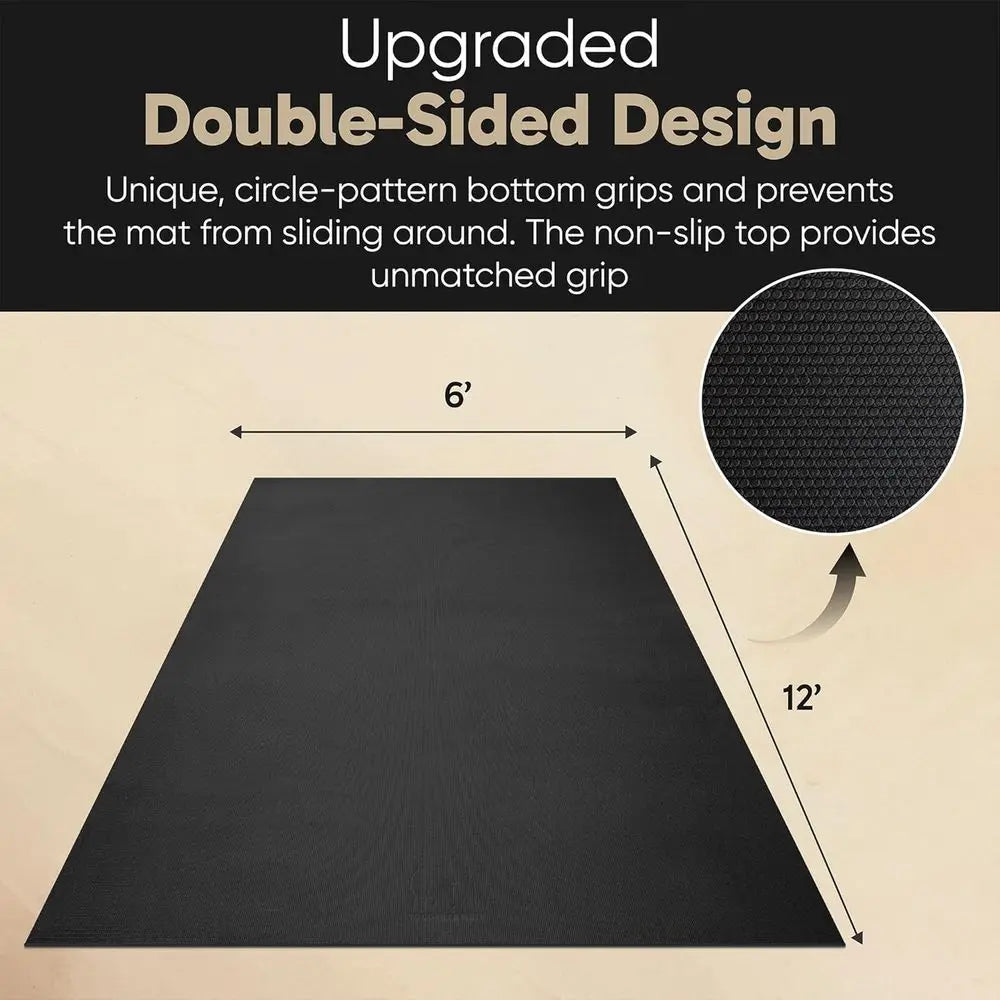 Extra Large Non Slip Yoga Mat 12x6 Barefoot 8mm Thick with Straps Carrying Bag