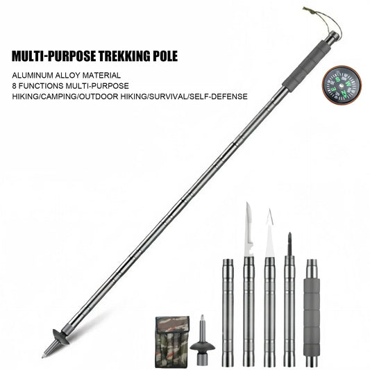 Durable Foldable Aluminum Hiking Poles Five To Seven Sections Trekking Sticks