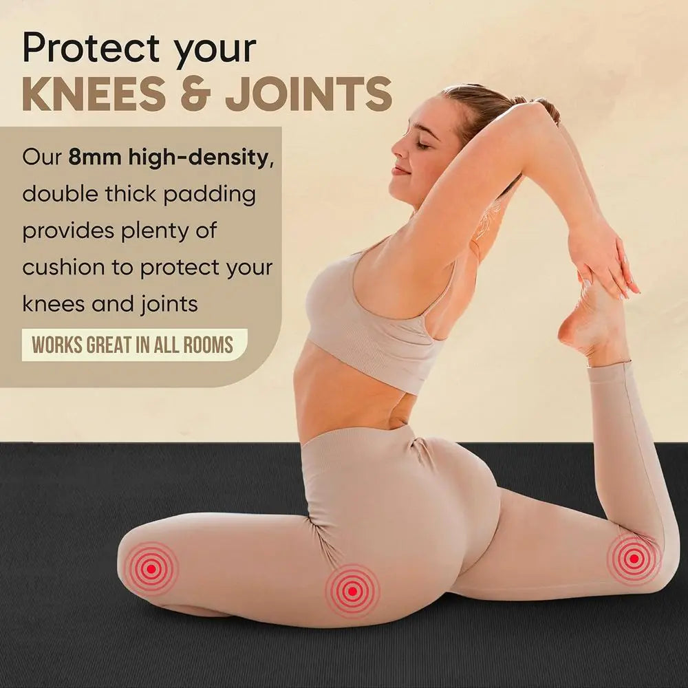 Extra Large Non Slip Yoga Mat 12x6 Barefoot 8mm Thick with Straps Carrying Bag