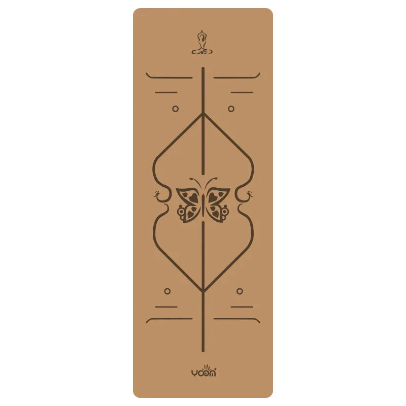 Natural Rubber and Cork Yoga Mat Extra Wide 5mm Thick with Alignment Lines