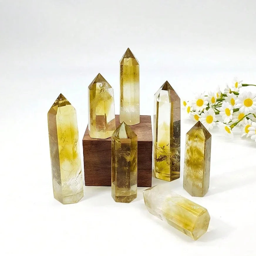 Natural Citrine Crystal Point Wand For Chakra Balancing And Energy Healing