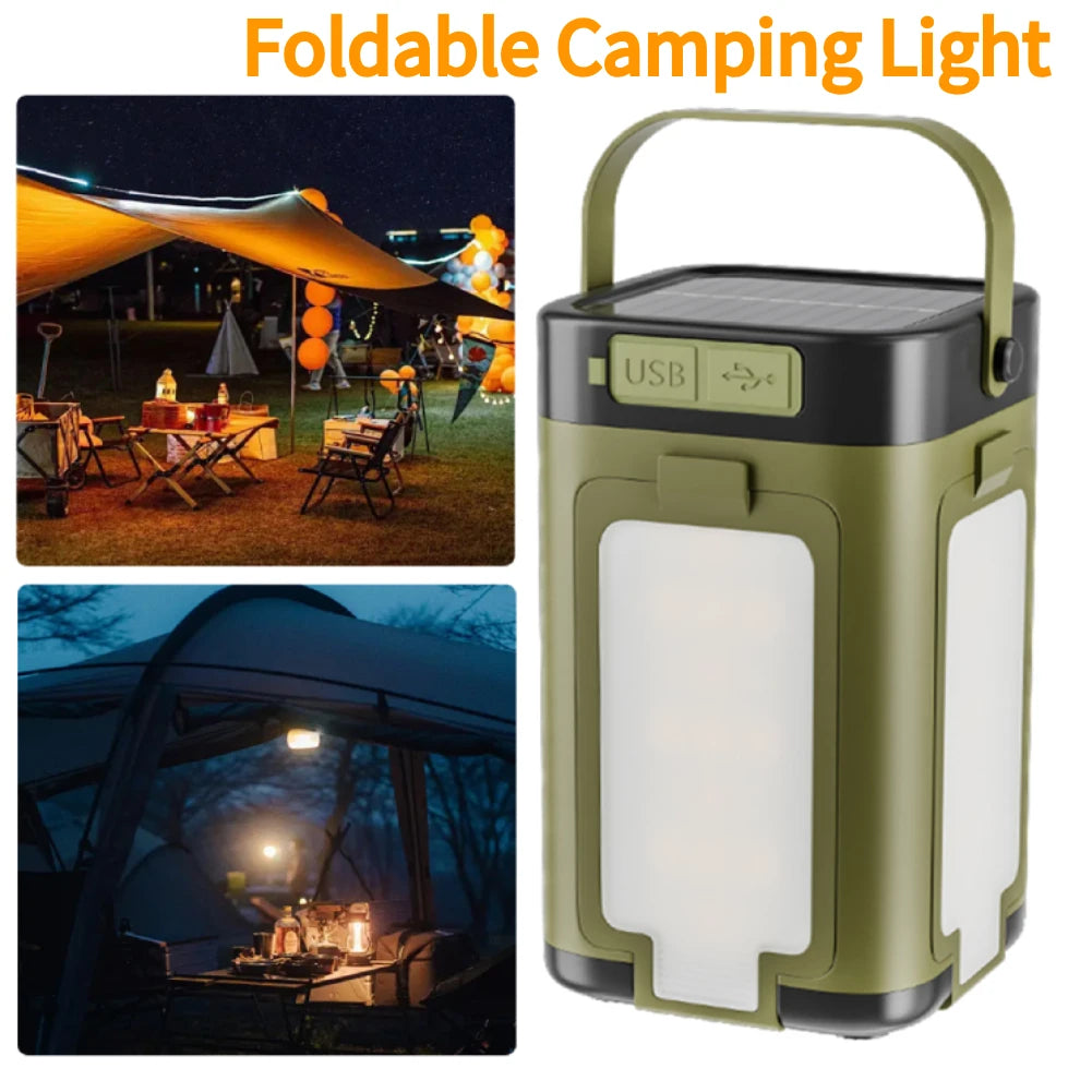 Foldable Camping Lantern With Power Bank Solar Rechargeable