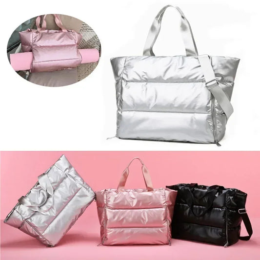 Women Pink Waterproof Gym Sports Bag Yoga Mat Travel Duffle Handbag