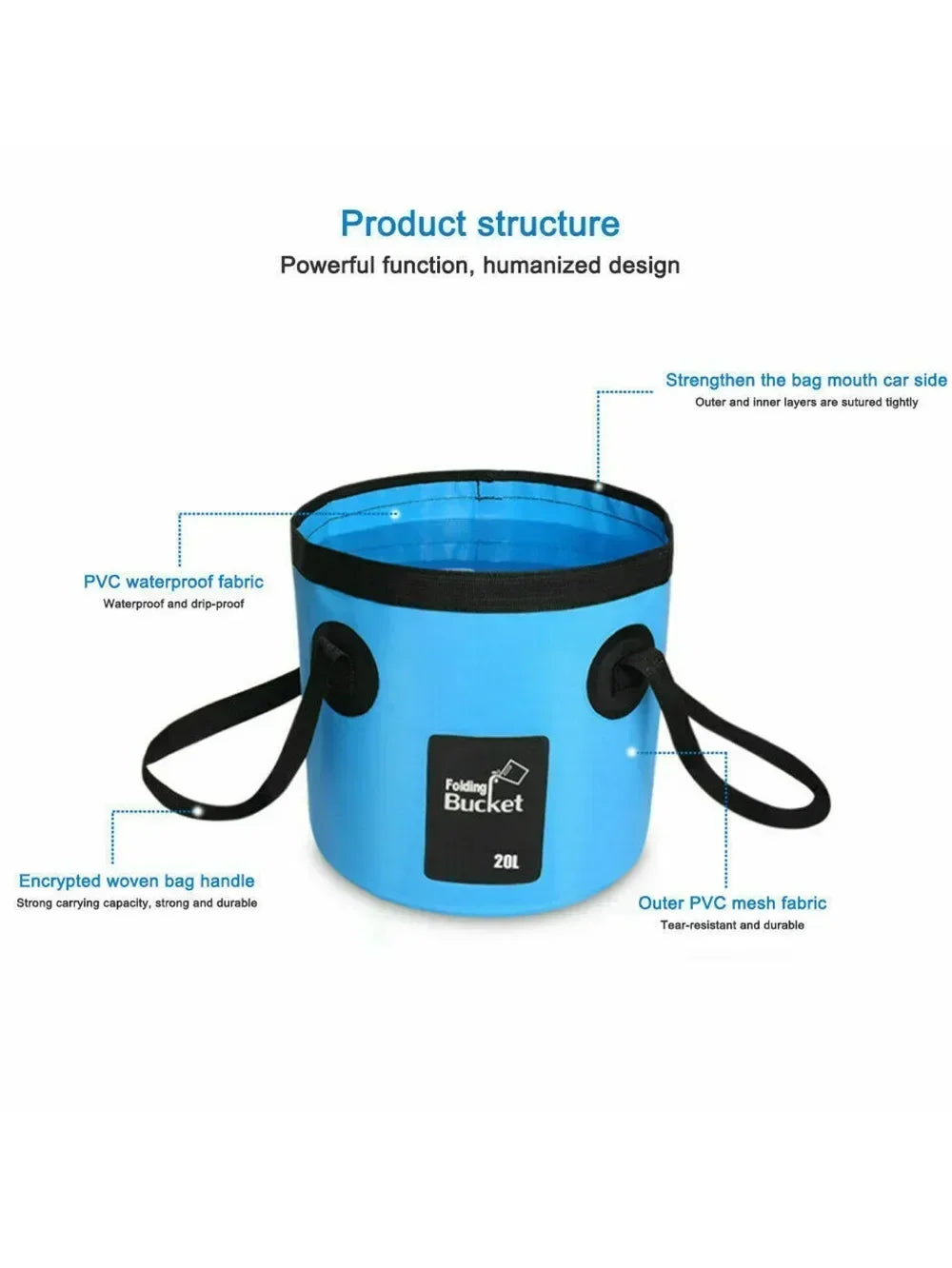 Portable Foldable Water Bucket 12L 20L For Camping Hiking Travel Fishing