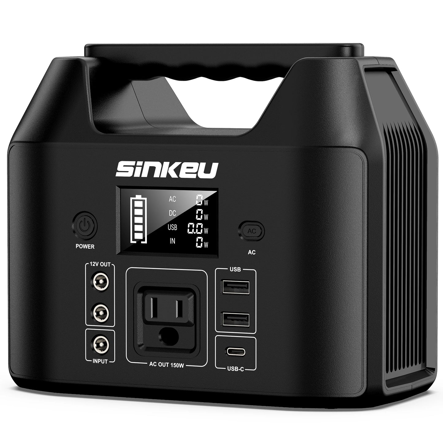 150W Portable Power Station 122.8Wh LiFePO4 Battery Solar Generator Power Bank with AC 110V and LED Flashlight for Camping Home RV