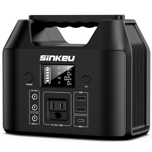 150W Portable Power Station 122.8Wh LiFePO4 Battery Solar Generator Power Bank with AC 110V and LED Flashlight for Camping Home RV