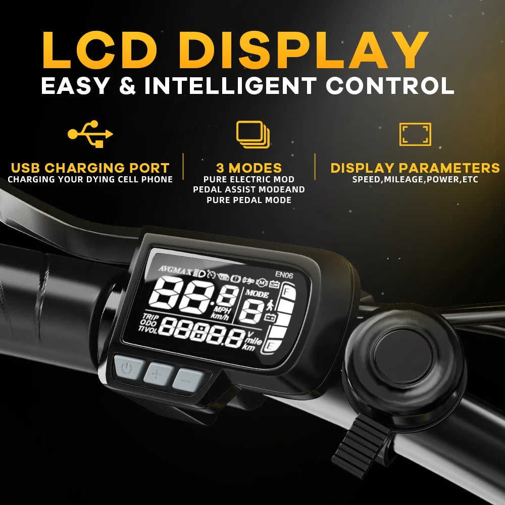 1000W Folding Electric Bike Removable 48V 20Ah Battery