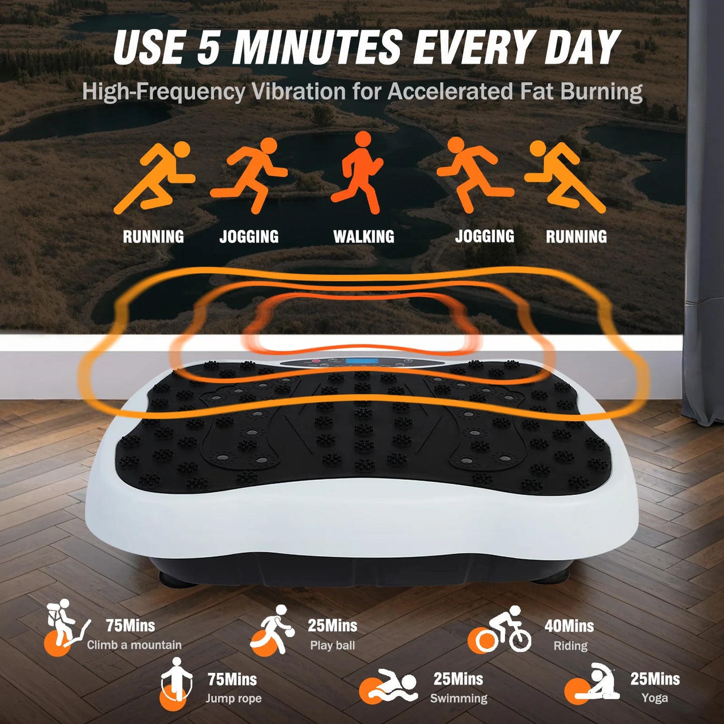 Full Body Vibration Plate Exercise Machine For Home Gym Weight Loss With Bands