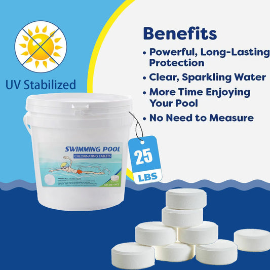3 Inch 25lb Pool Chlorine Tablets Stabilized for Hot Tubs Pools and Spas