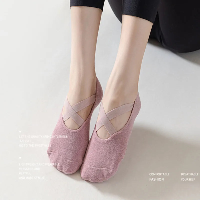 Women Yoga Socks Non Slip Silicone Grip Pilates Barre Sock Cotton