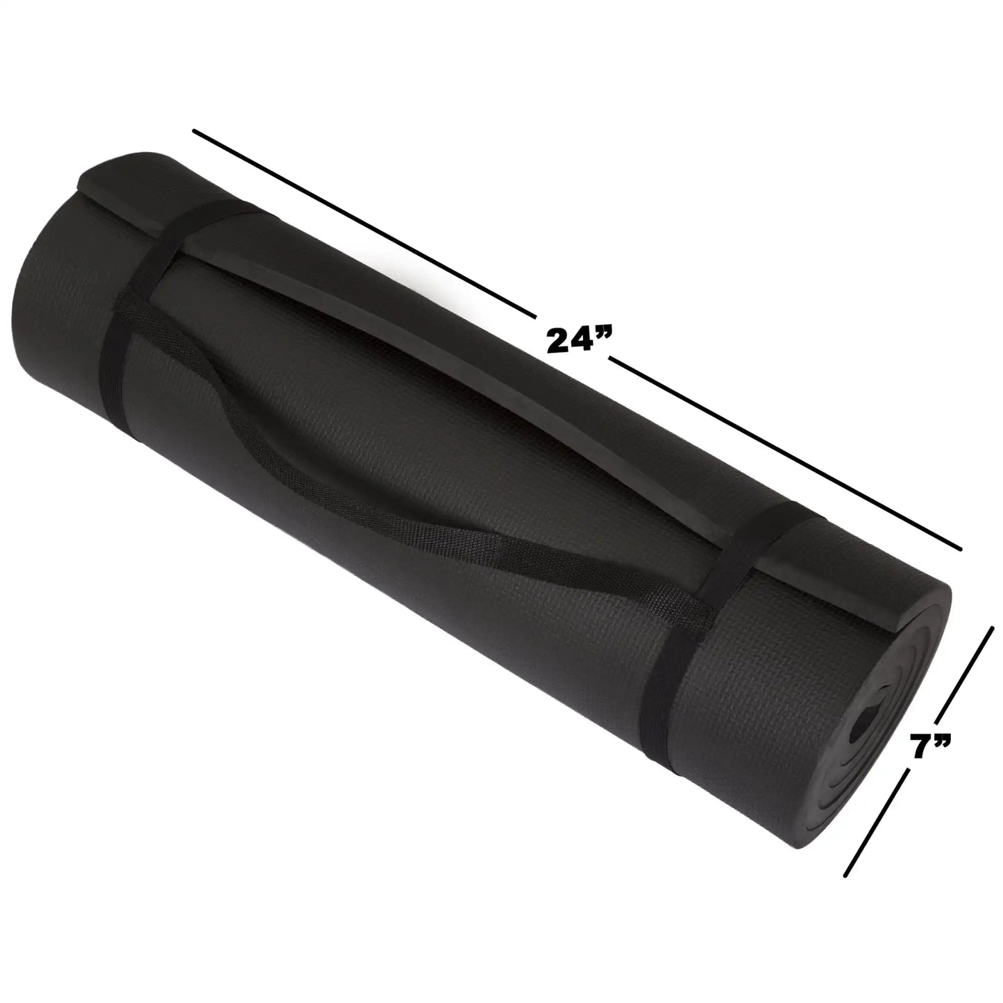 Extra Thick Non Slip Foam Yoga Mat With Carry Strap 72 X 24 Black