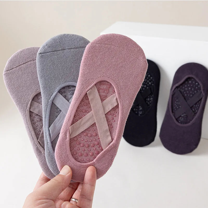 Women Yoga Socks Non Slip Silicone Grip Pilates Barre Sock Cotton