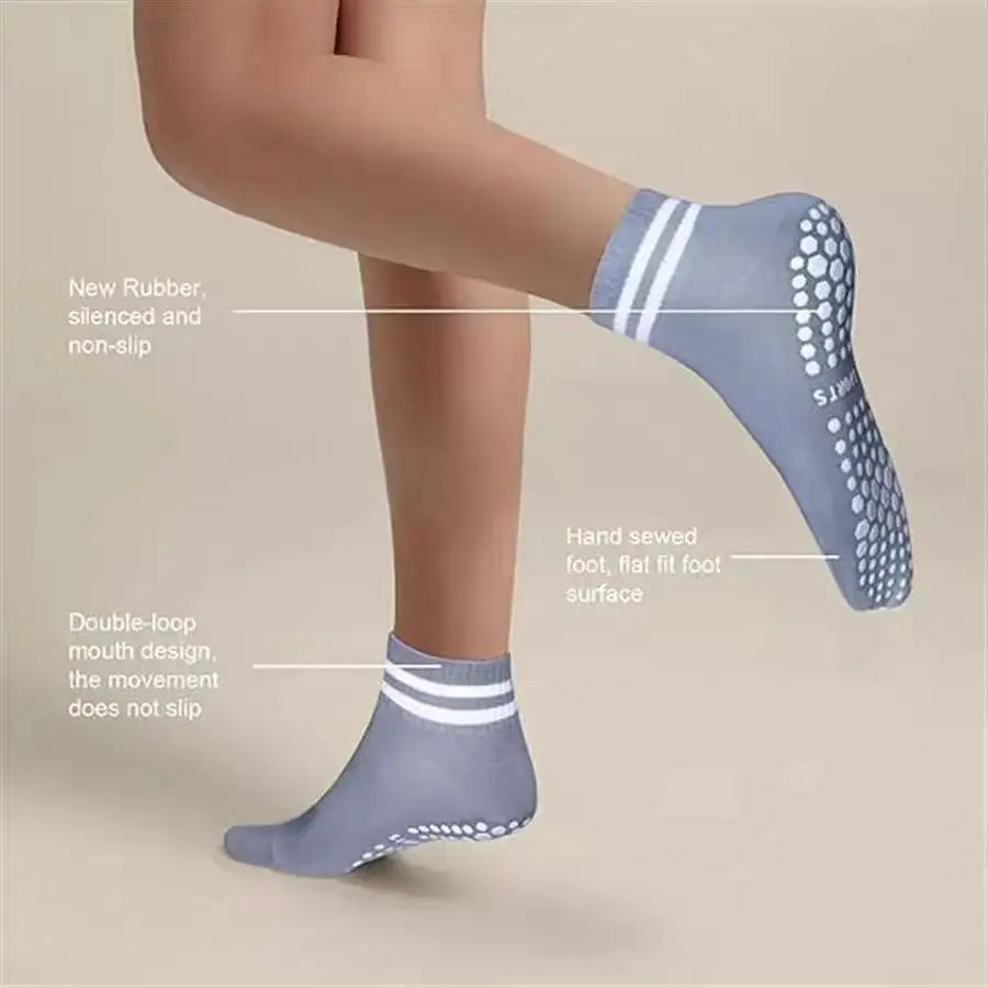 Grip Socks For Women Non Slip Pilates Yoga Socks With Double Stripes