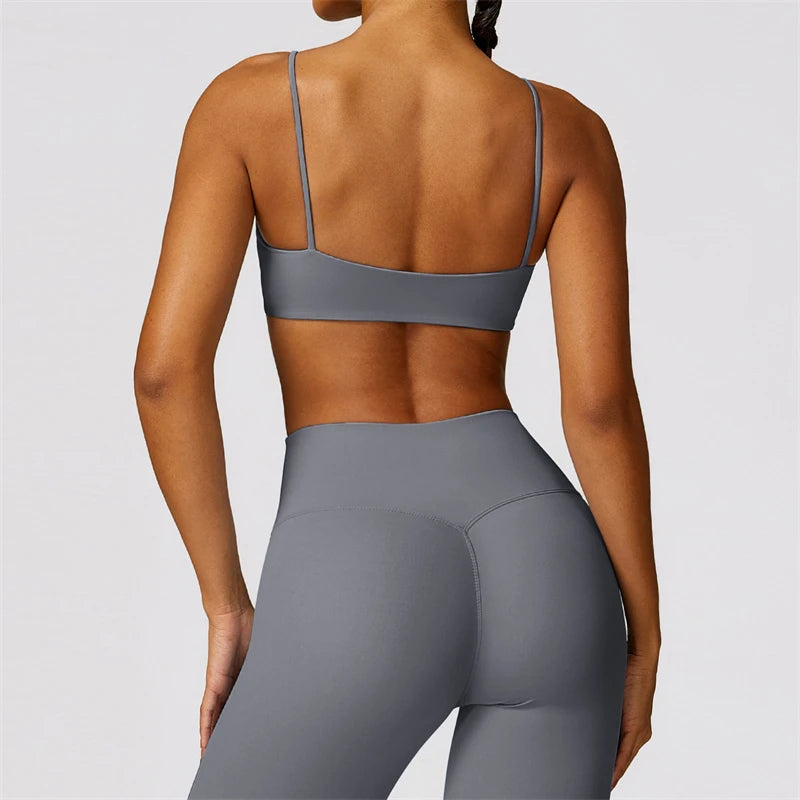 Naked Feel Yoga Set Women High Waist Leggings And Gym Bra 2 Piece Sportswear