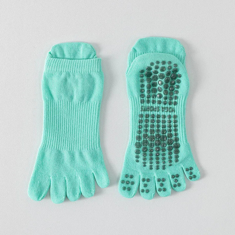 Women Full Toe Yoga Socks Non Slip Silicone Grip Pilates Five Toe Socks