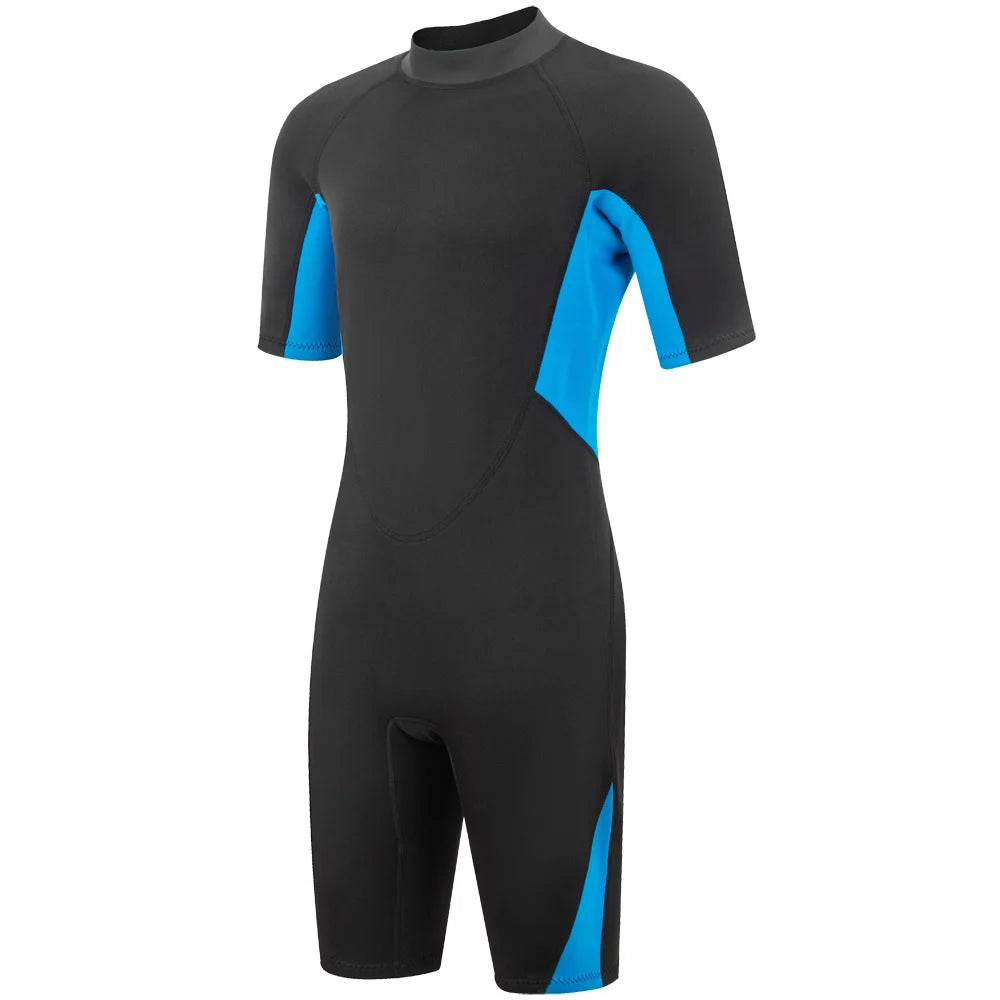 Men's Wetsuit 3mm Neoprene Short Sleeve One Piece Spring Diving Suit Back Front Zip Surfing Diving Swimming Snorkeling Kayaking