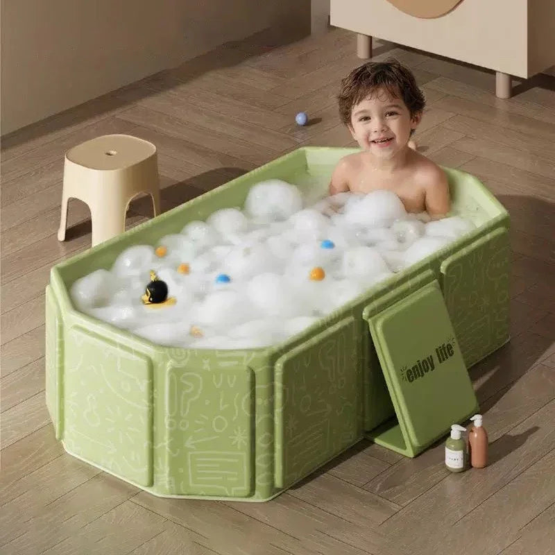 Foldable Baby Bath Tub Portable PVC Collapsible Spa for Newborns with Toys