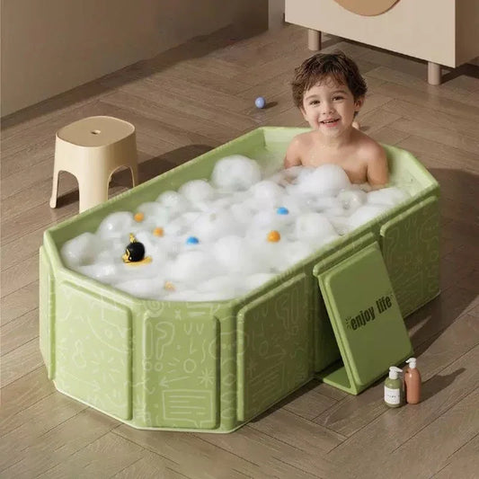 Foldable Baby Bath Tub Portable PVC Collapsible Spa for Newborns with Toys
