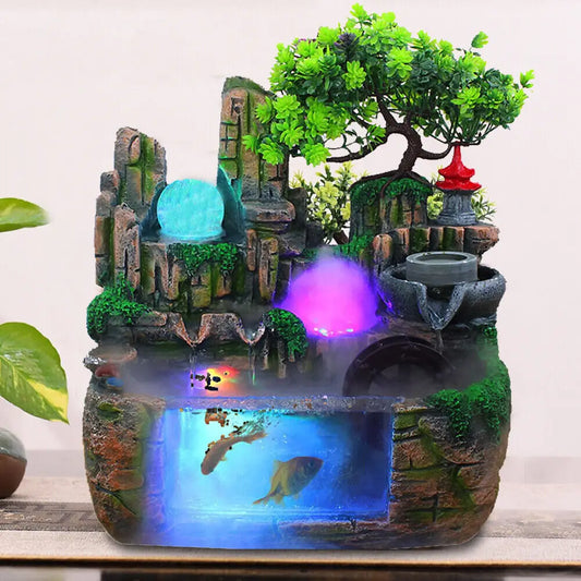 Resin Waterfall Desktop Fountain for Home and Office Decoration