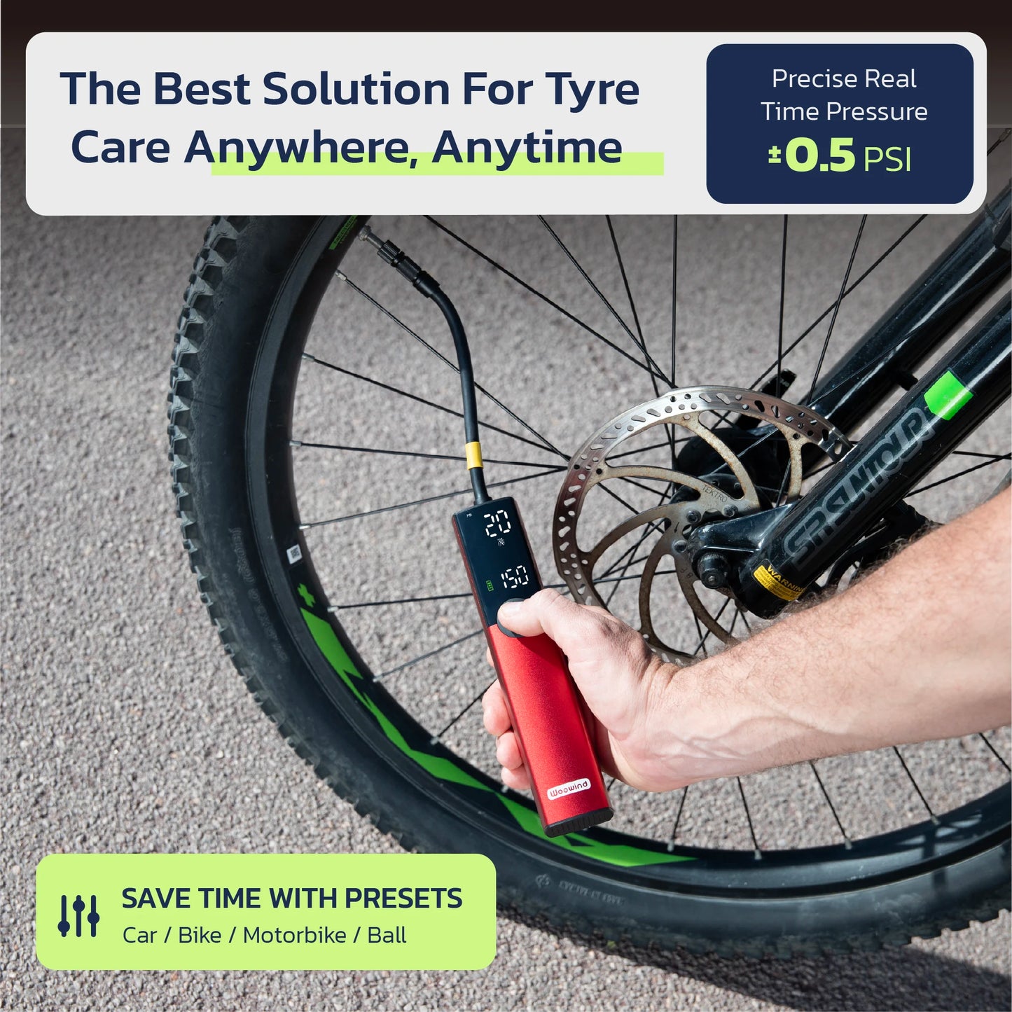 Woowind BP188 Pro Electric Bike Pump With 150 PSI Tire Inflator