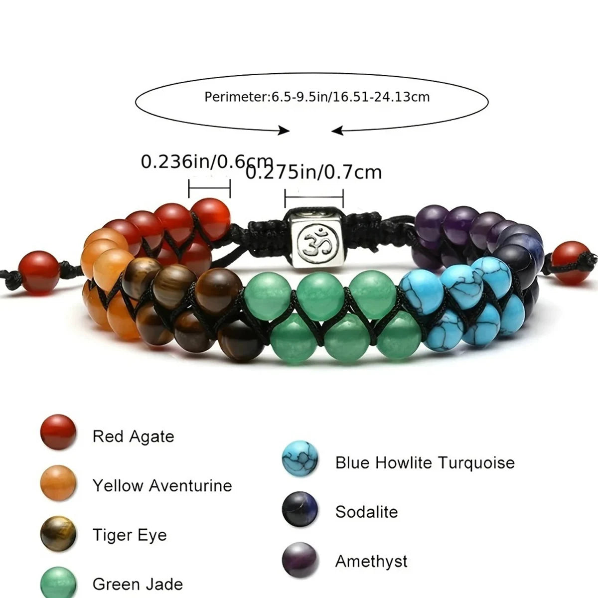 Chakra Crystal Bracelet Yoga Stone Adjustable Beads Meditation Anxiety Relief