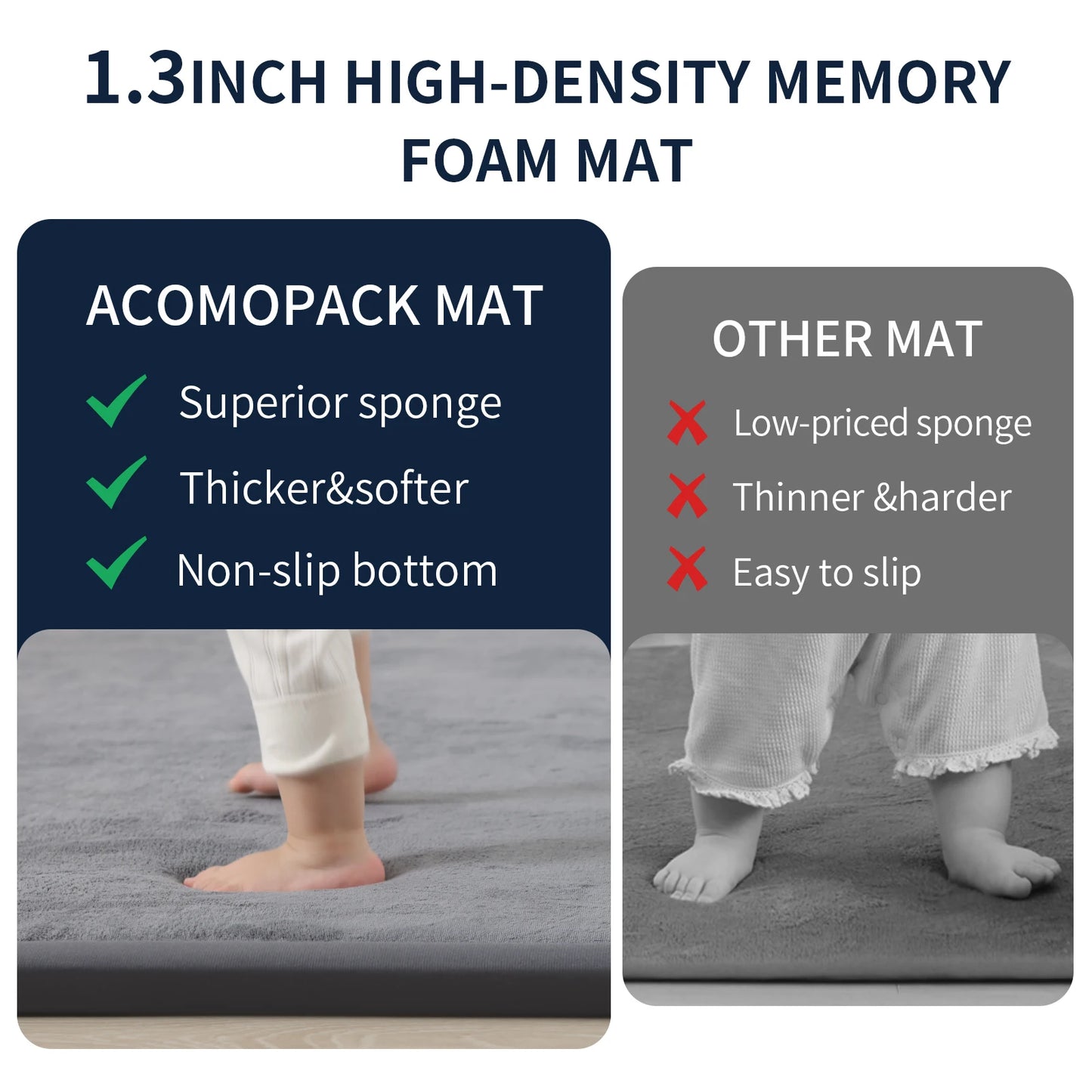 Huloo Sleep Large 1.3 Inch Thick Tatami Baby Crawling Mat Non Slip Nursery Rug